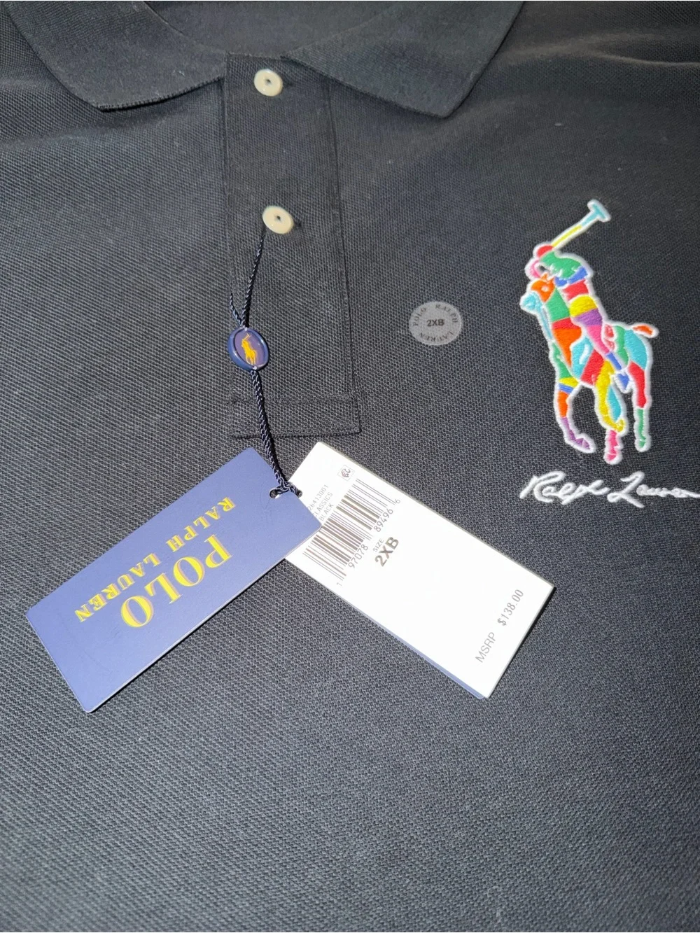 Polo by Ralph Lauren Black Polo with Multicolor Pony Embroidery 2XB